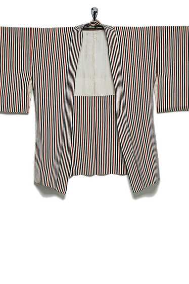 WGACA Vintage Multicolor Silk Striped Kimono Haori