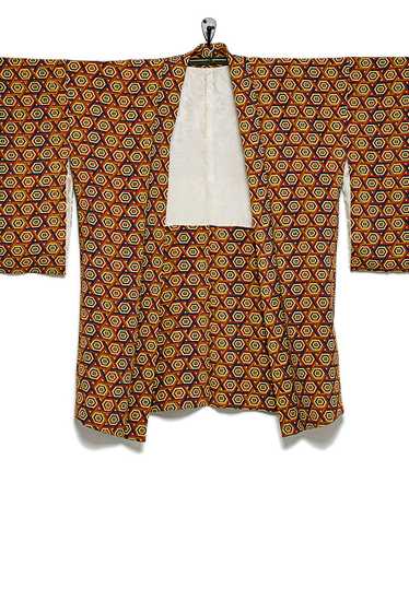 WGACA Vintage Multicolor Silk Geometric Kimono Hao