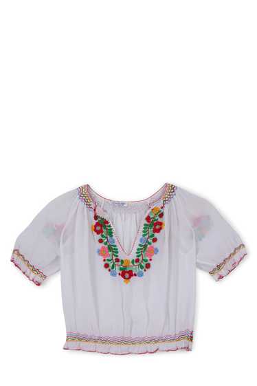 White Floral Embroidered Hungarian Blouse