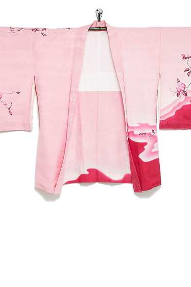 WGACA Vintage Pink Silk Floral Kimono Haori