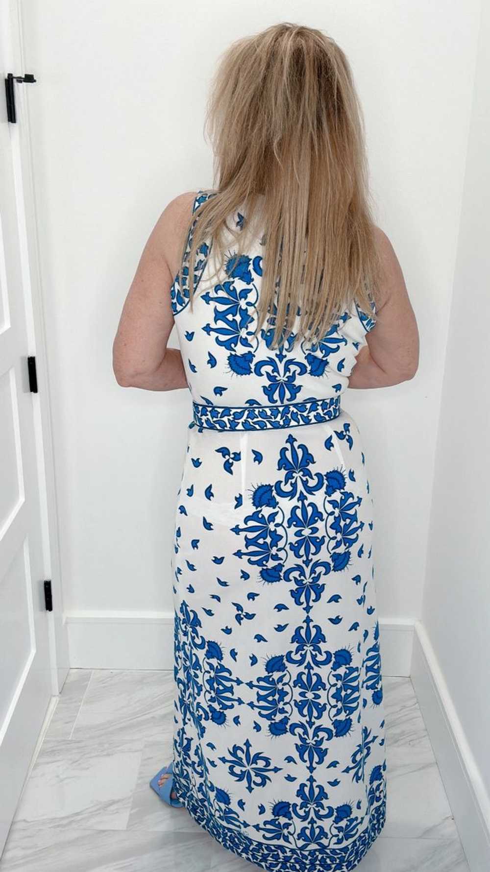 1960's Shaheen Blue/White Maxi Dress - image 9