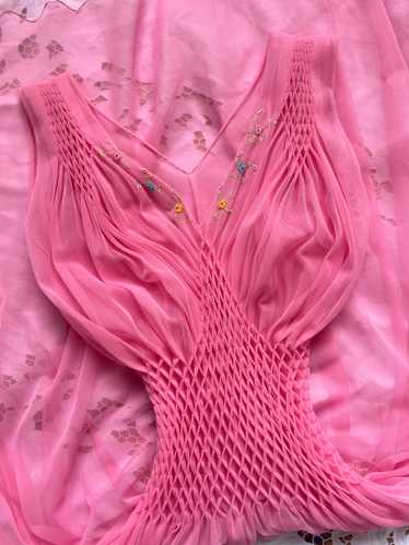 1940s Pink Smocked Nightgown