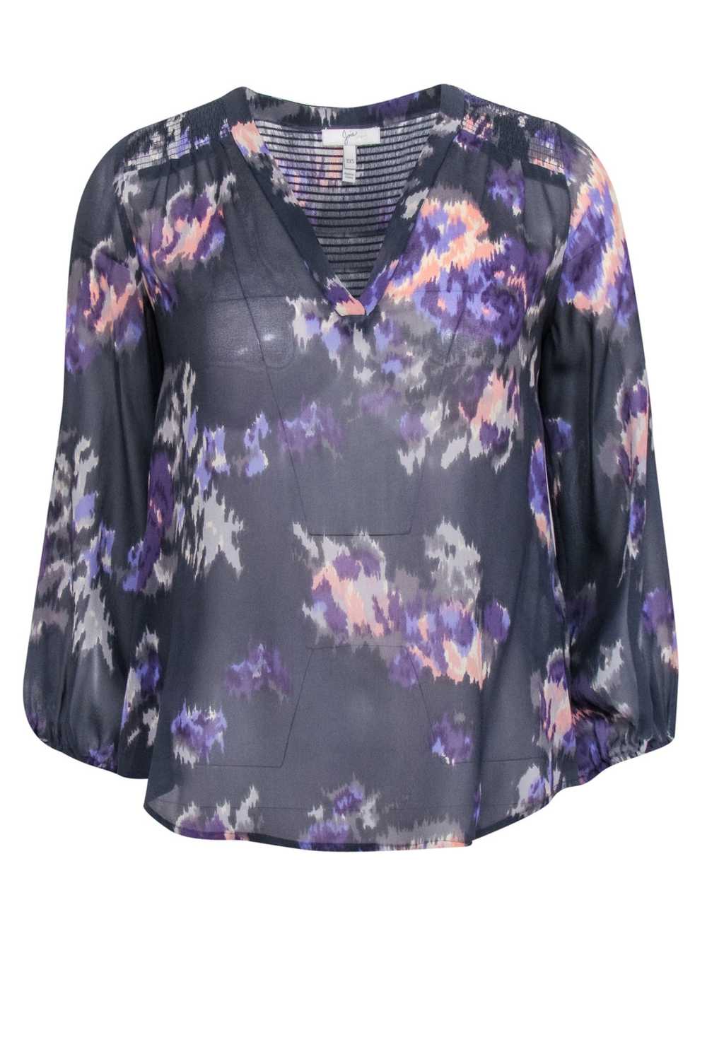 Joie - Dark Grey w/ Purple, Peach, & Cream Waterc… - image 1