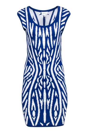 Milly - Blue & White Print Knit Jacquard Dress Sz 
