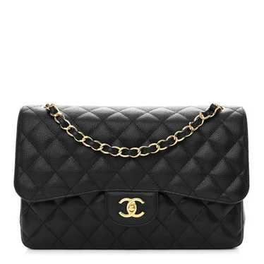 CHANEL Caviar Quilted Jumbo Double Flap Black