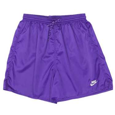 90's Vintage Nike Embroidered Purple Nylon Shorts… - image 1