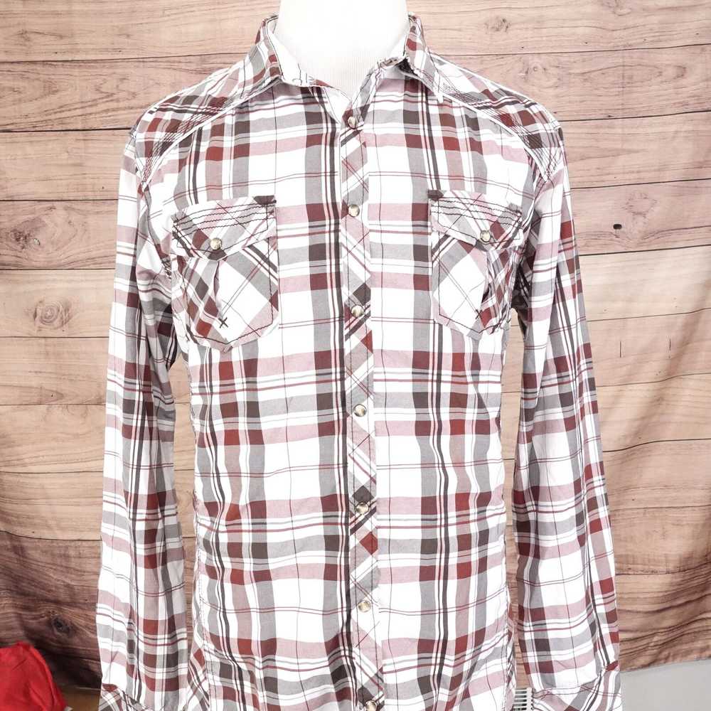 Bke BKE BUCKLE ATHLETIC FIT PLAID PEAL SNAP BUTTO… - image 3