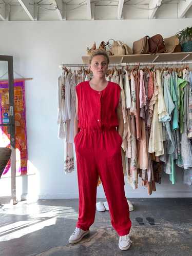 Rachel Comey Red Linen Jumpsuit