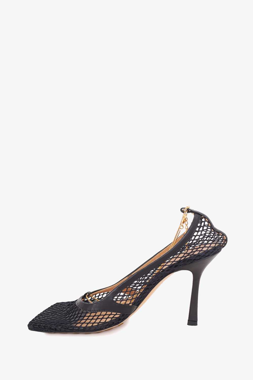 Bottega Veneta Black Mesh Gold Chain Heels Size 39 - image 3