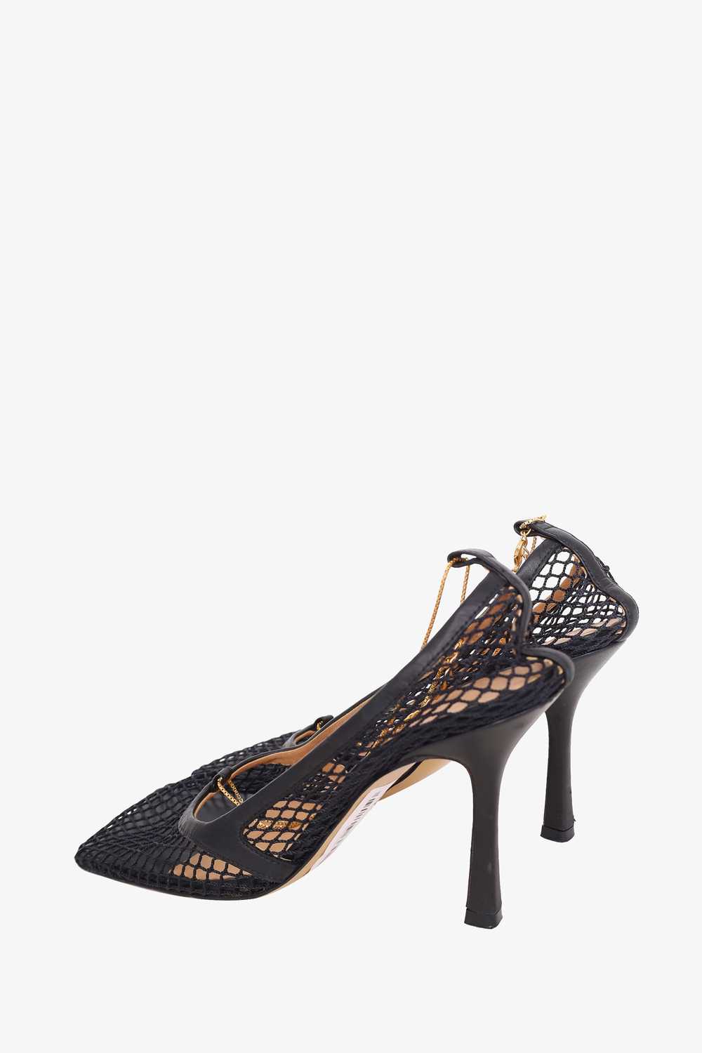 Bottega Veneta Black Mesh Gold Chain Heels Size 39 - image 4