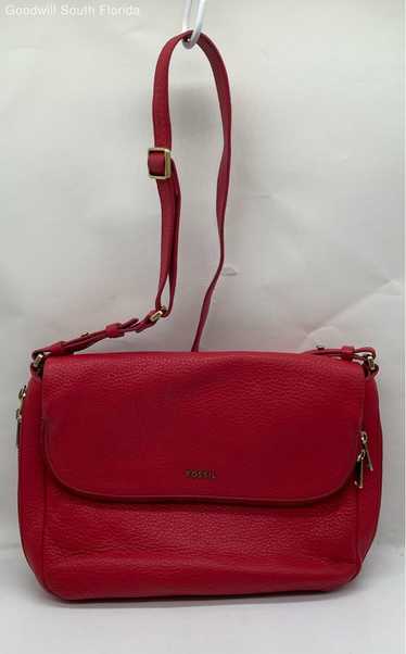 Fossil Womens Red Leather Crossbody Bag