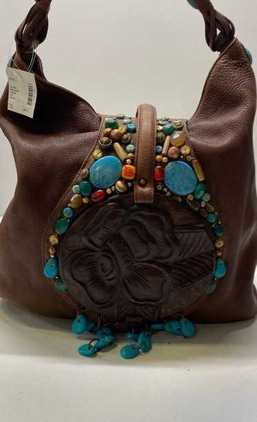 Cole Haan Leather Embellished Beaded Shoulder Bag 
