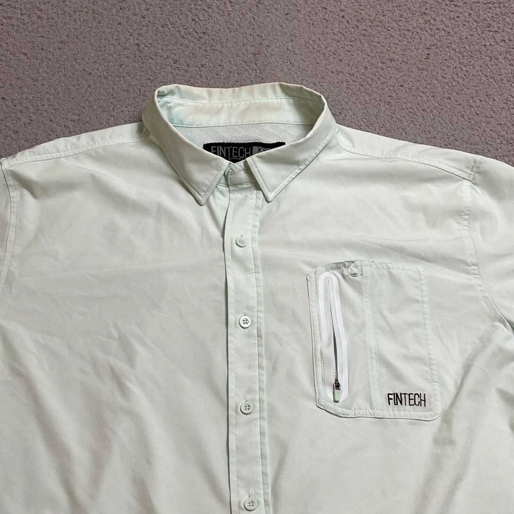 Vintage Fin Tech Button Up Shirt Mens 2XL Green F… - image 2