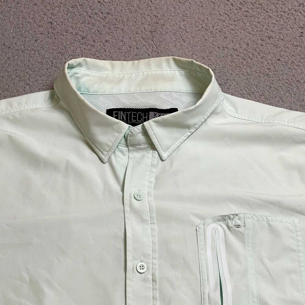 Vintage Fin Tech Button Up Shirt Mens 2XL Green F… - image 3