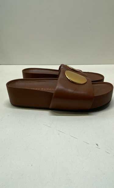 Tory Burch Patos Leather Platform Slide Sandals Br
