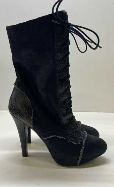 Max Studio Suede Lace Up Boots Black 9.5