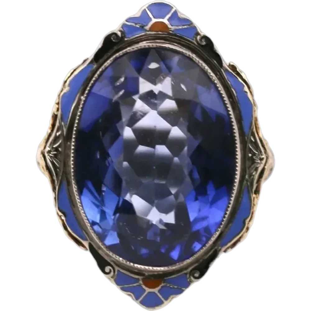 Fabulous 16.08 Carat Lab Sapphire Vintage Ring Co… - image 1