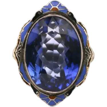 Fabulous 16.08 Carat Lab Sapphire Vintage Ring Co… - image 1