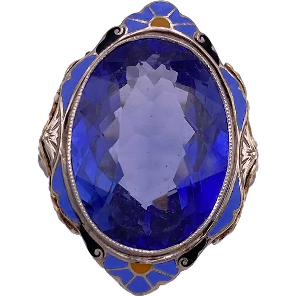 Fabulous 16.08 Carat Lab Sapphire Vintage Ring Co… - image 2