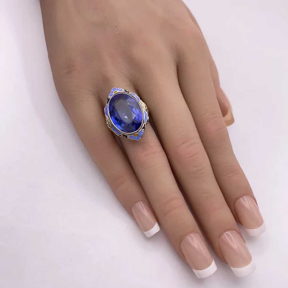 Fabulous 16.08 Carat Lab Sapphire Vintage Ring Co… - image 3