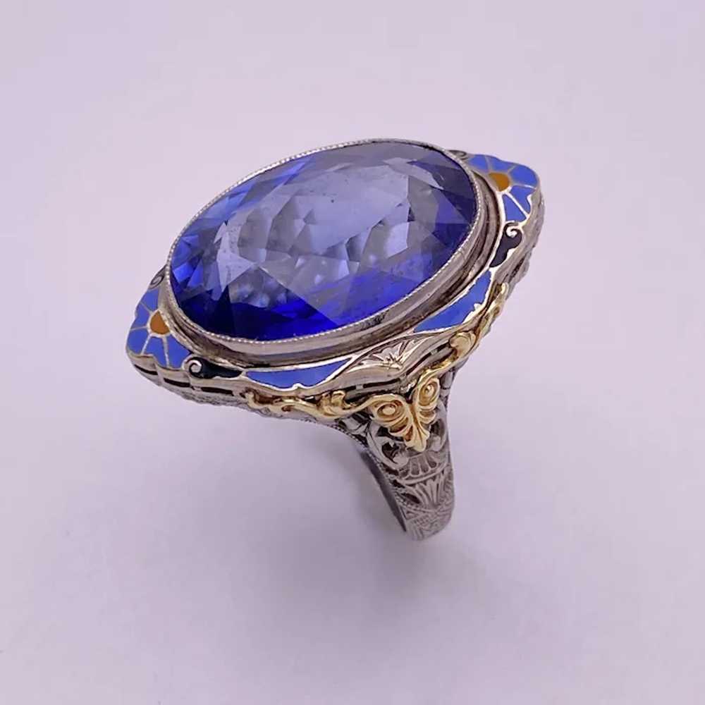 Fabulous 16.08 Carat Lab Sapphire Vintage Ring Co… - image 5