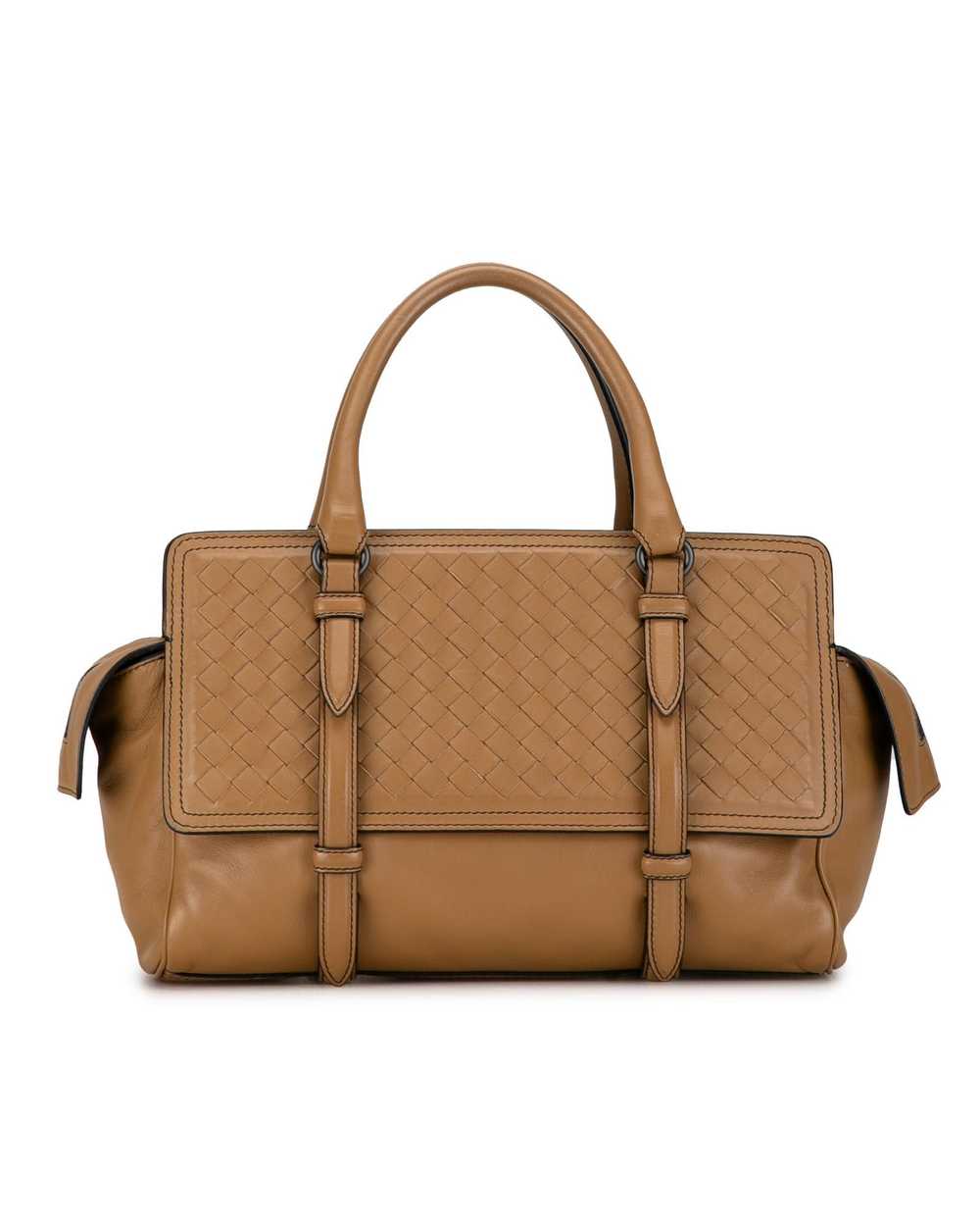 Bottega Veneta Woven Leather Top-Zip Handbag with… - image 1