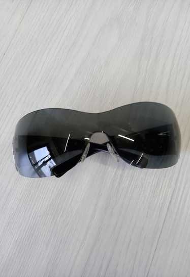 00s Sunglasses Black Shield Wrap Around Waves