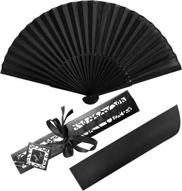 Silk Folding Fan,Handheld Fans Black Hand Fans Han