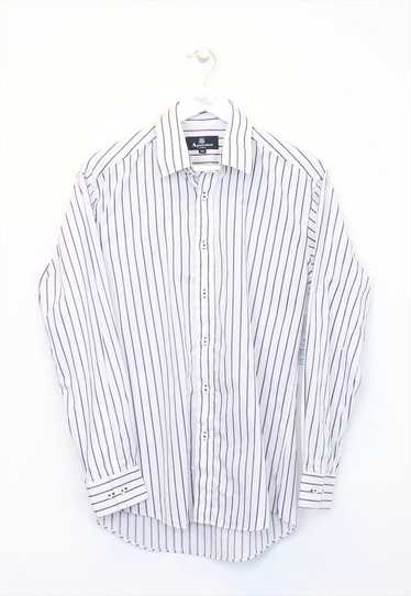 Vintage Aquascutum striped shirt in blue. Best fit