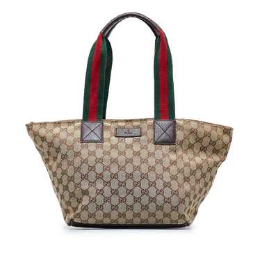 Brown Gucci GG Canvas Web Tote