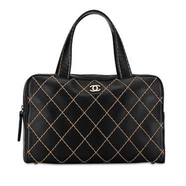 Black Chanel CC Wild Stitch Lambskin Handbag