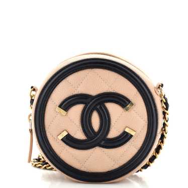 CHANEL Filigree Round Clutch with Chain Quilted Ca