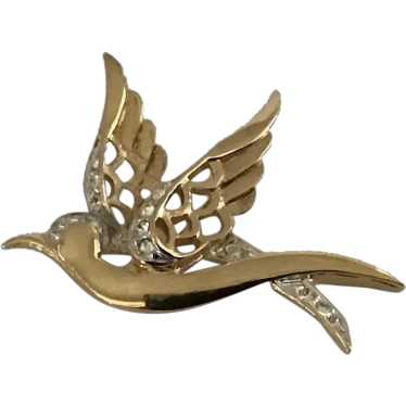 Vintage D'Orlan Gold Tone and Rhinestone Swallow o