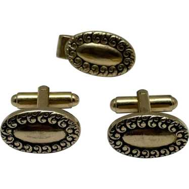 Vintage unisex cufflinks and tie tack