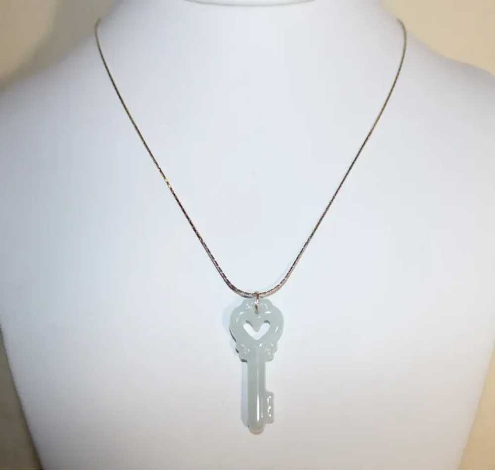 Carved Key Jade Pendant Necklace - image 2