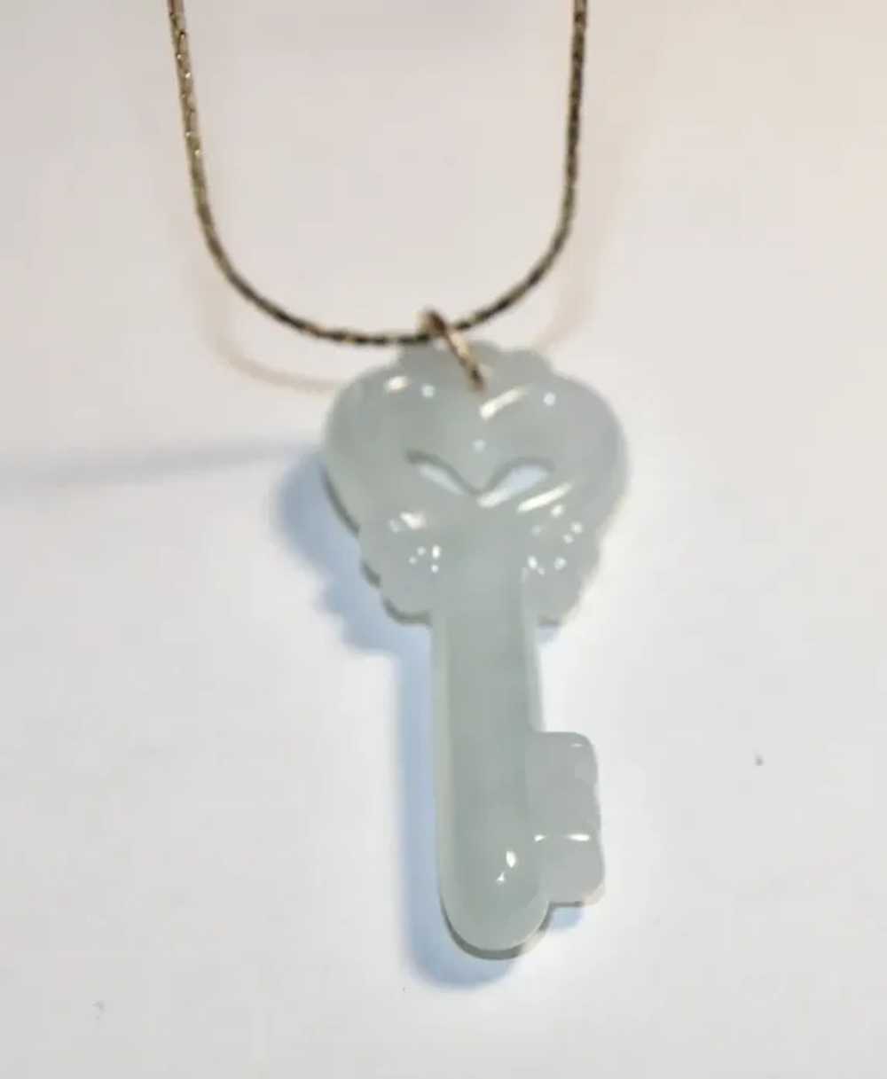 Carved Key Jade Pendant Necklace - image 3