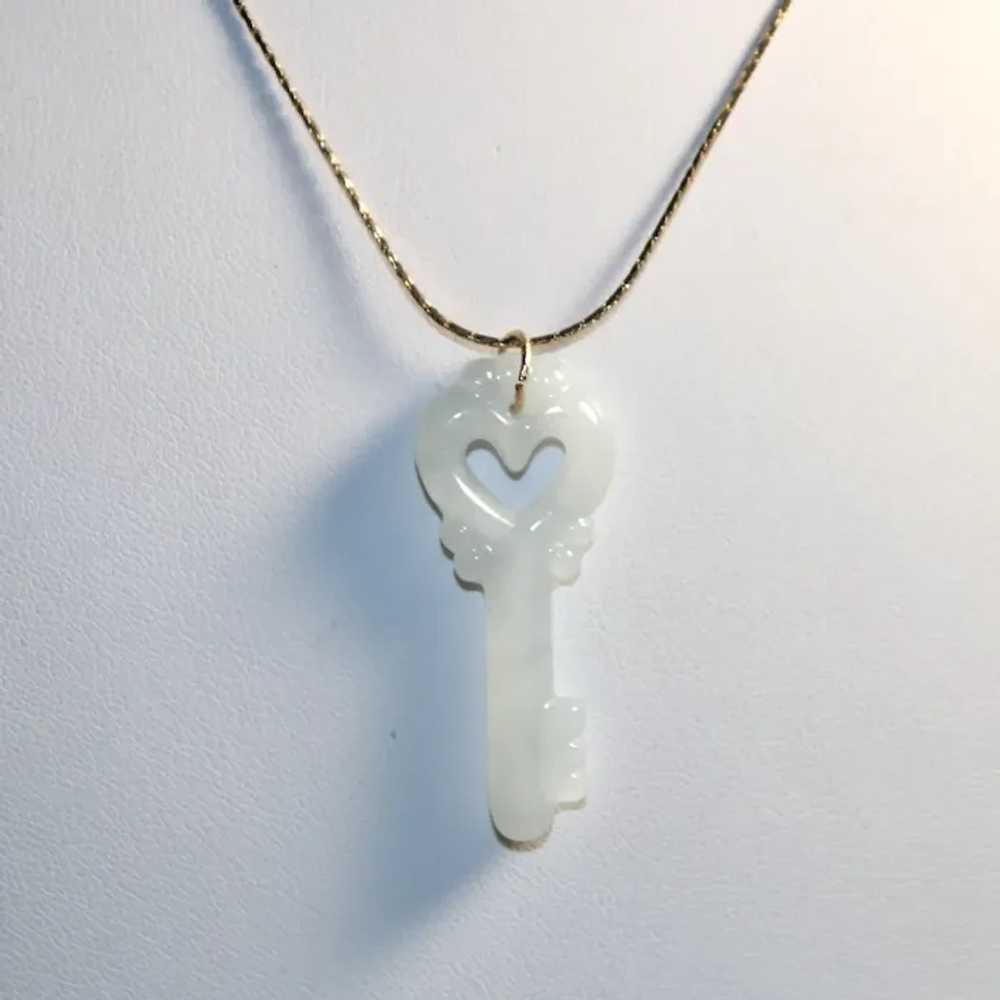 Carved Key Jade Pendant Necklace - image 5