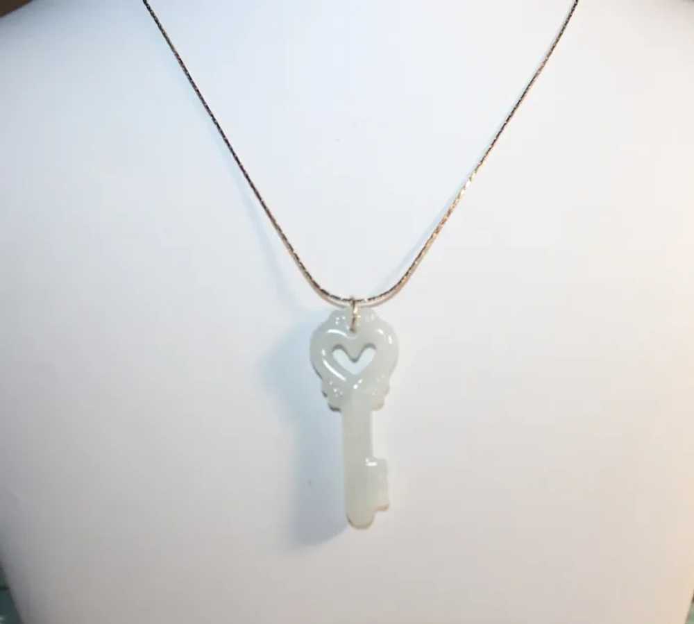 Carved Key Jade Pendant Necklace - image 7