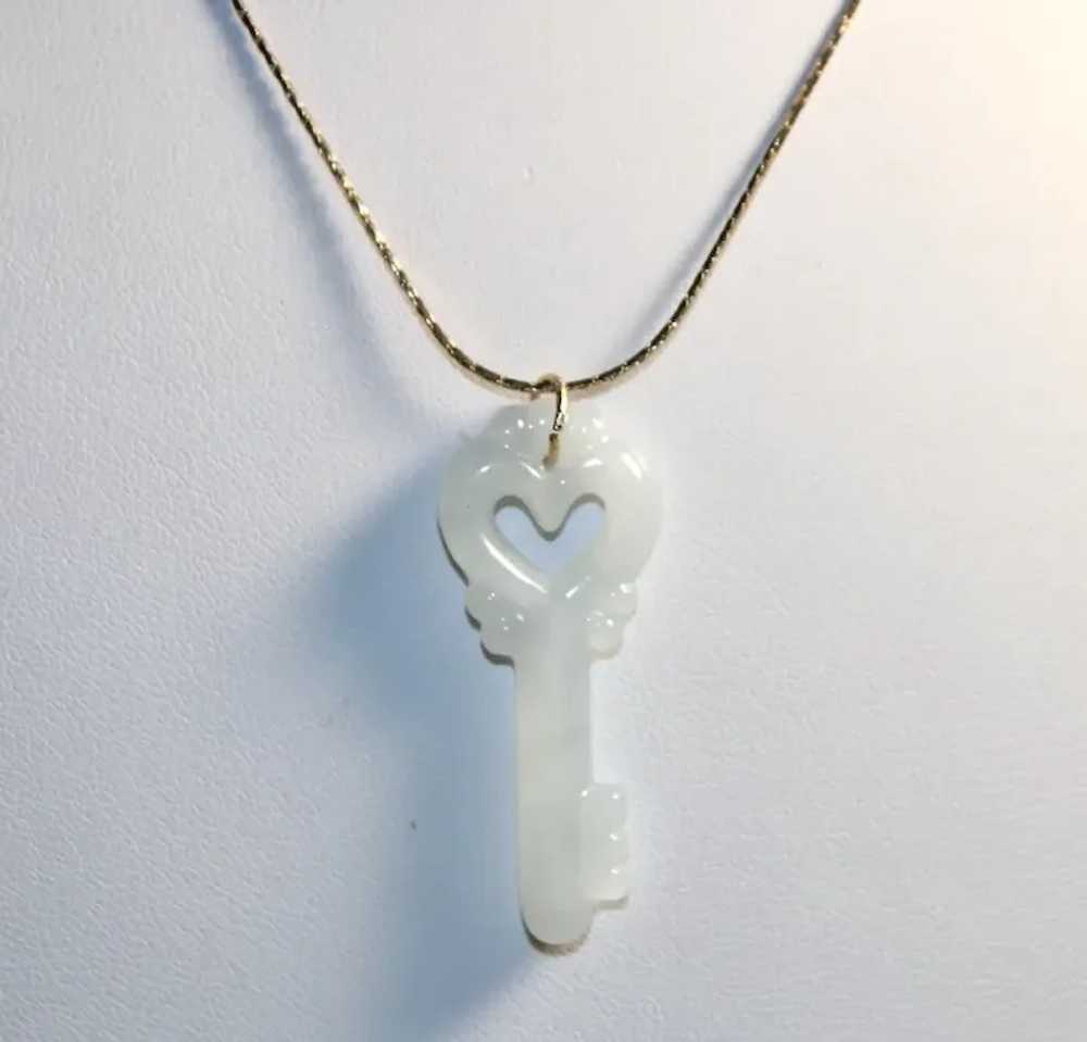 Carved Key Jade Pendant Necklace - image 8