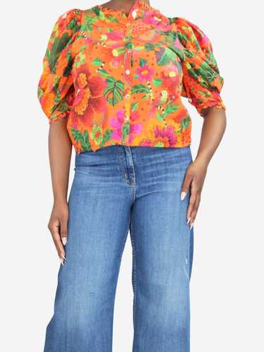 Farm Rio Orange Blooming Garden blouse - size M