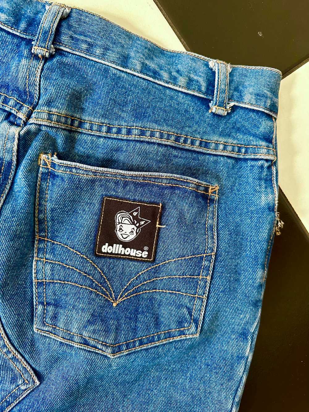 Vintage '90s Y2K Dollhouse Denim Distressed Jean … - image 10