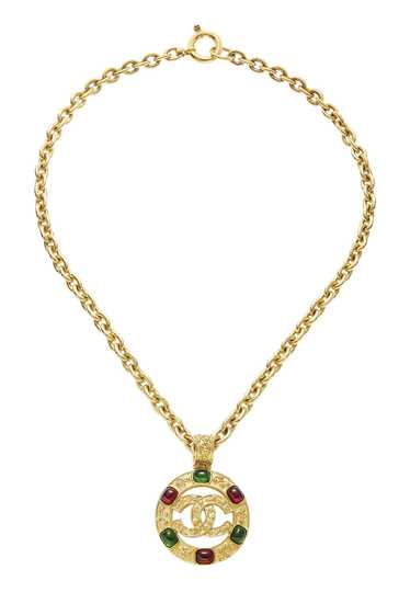 Gold Filigree Multicolor Gripoix Necklace Large