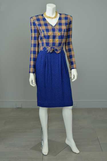 1990s Vibrant Plaid Tweed Suit Dress | Girl Boss D