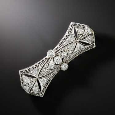 Art Deco Diamond Bow Brooch - image 1