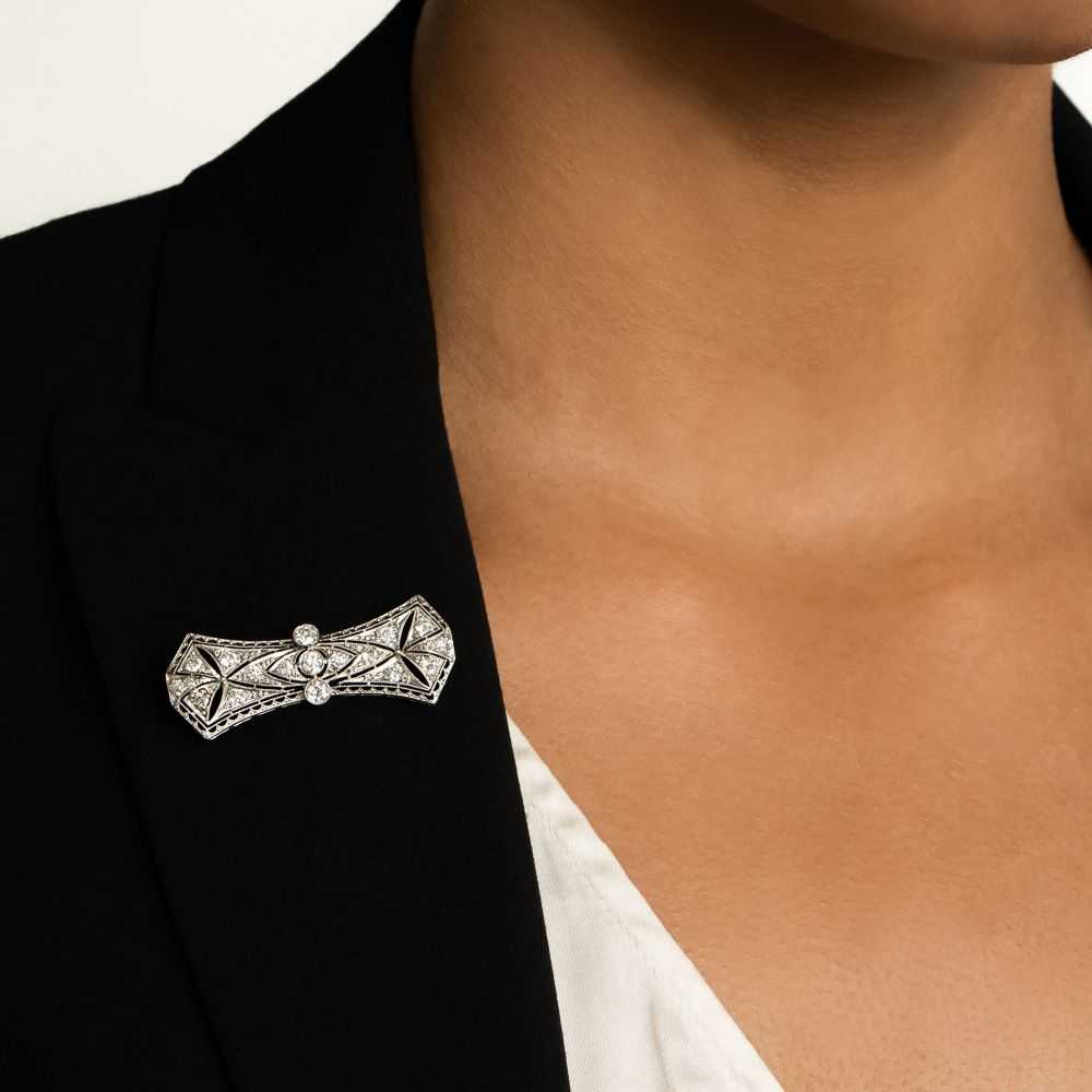 Art Deco Diamond Bow Brooch - image 3