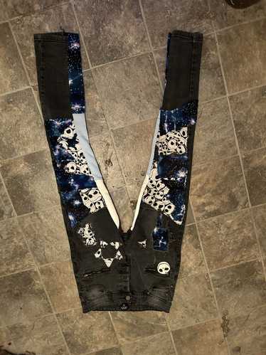 Boohoo Jack the skeleton customized denim jeans