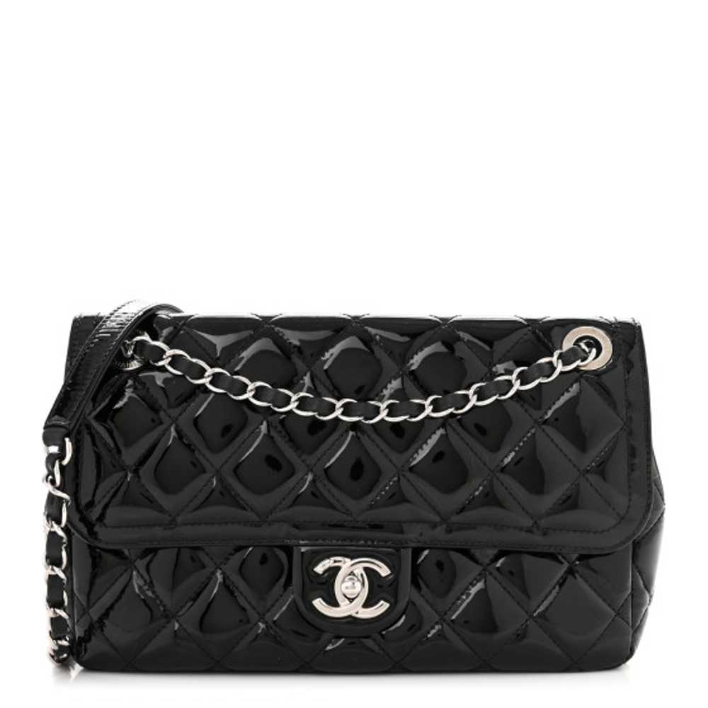 CHANEL Patent Quilted Large Coco Shine Flap Black - image 1