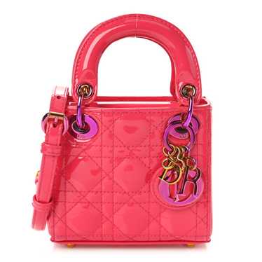 CHRISTIAN DIOR Patent Cannage Mini Lady Dior Pink