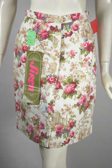 Toile floral print 1960s scooter skirt skort short