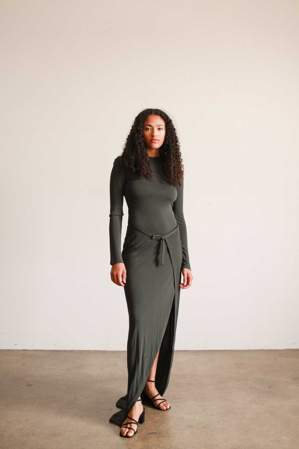 1990s Calvin Klein Jersey Knit Long Sleeve Dress - image 1